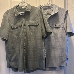 TWO Gerry Weber Men's Plaid Button-Down Shirt in Gray